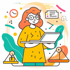 Colorful Professional Line Illustration: Leadership Training Handbook Cover Gen AI