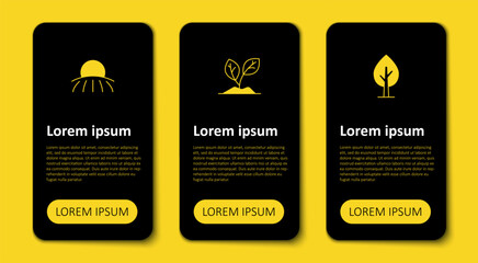 Obraz premium Set Tree, Sprout and Sunrise. Business infographic template. Vector
