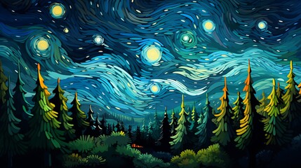 night forest landscape