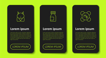 Set line Obesity, Vitamins and Magnesium. Business infographic template. Vector