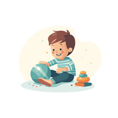 Pictogram of a playing child flat vector illustrati