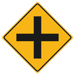 4-way intersection sign, vector illustration isolated