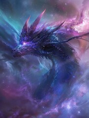 Cosmic dragon starry nebula