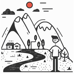 Fototapeta premium Professional Leadership Training Handbook Illustration at Sunrise Horizon Gen AI