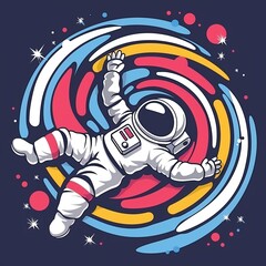 astronaut falling into colorful black hole,