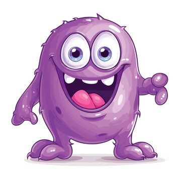 Purple cartoon blob monster. Vector illustration wi