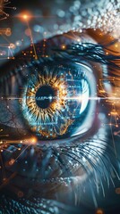 A cybernetic eye reflecting the complex network of blockchain