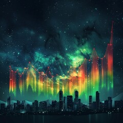 Fototapeta na wymiar A vibrant aurora borealis illuminating the night sky