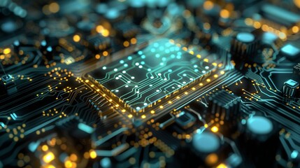 Obraz premium Gleaming quantum circuits powering advanced blockchain networks