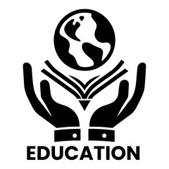 Education logo vector silhouette black color, education icon white background 3