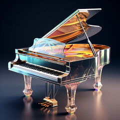 3d glass material translucent instrument piano
