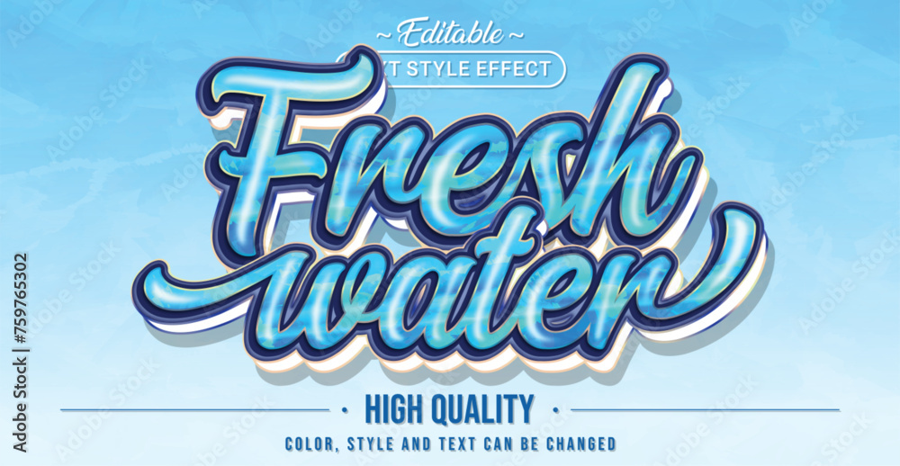 Aufkleber editable text style effect - fresh water text style theme.