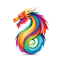 Colorful logotype of drawn dragon on a white background