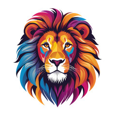 Colorful logotype of a drawn lion head on a white background