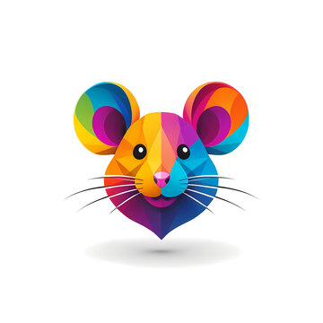 Colorful logotype of a mouse head on a white background