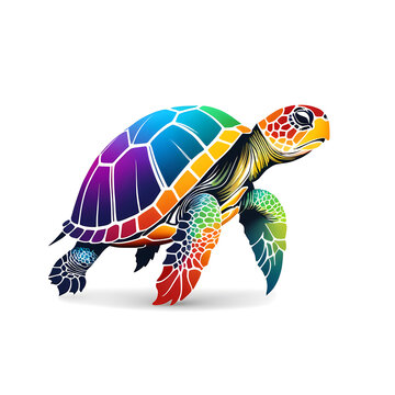 Colorful logotype of a drawn turtle on a white background