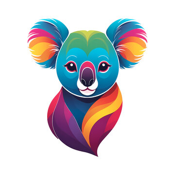 Colorful logotype of a drawn koala head on a white background