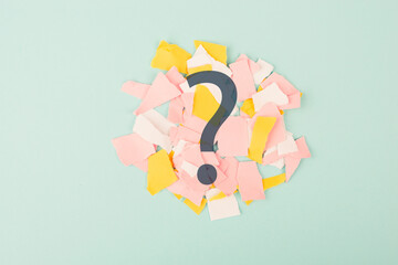 Question mark with ripped paper, education and business concept, brain searching for answers, mind...
