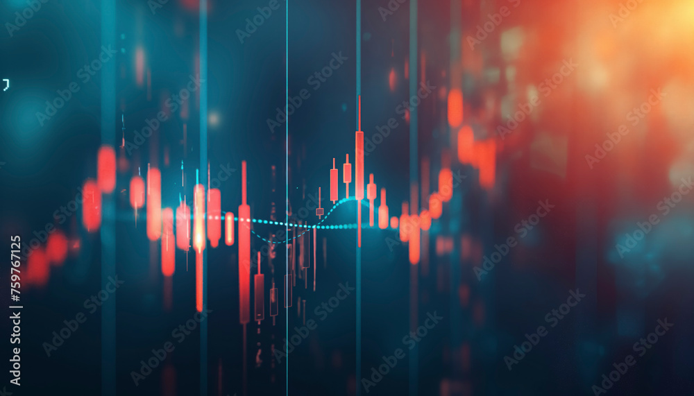 Poster a blue and white graph business with a lot of dots and lines. the graph shows a pattern of numbers a