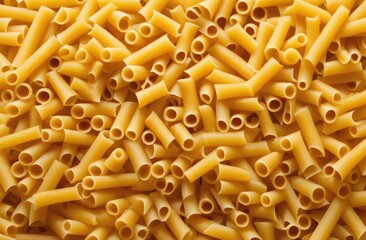 Banner. Background consisting of raw rigatoni pasta. Close-up