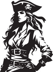 Female Pirate with Bandana Vector Illustration