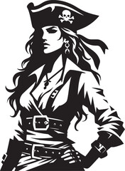 Fototapeta premium Female Pirate with Bandana Vector Illustration