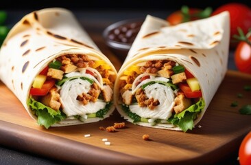 Cutaway kebab in pita bread made from meat, vegetables and sauce