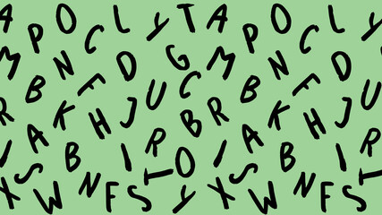 template with the image of keyboard symbols. set of letters. Surface template. pastel yellow green background. Horizontal image.