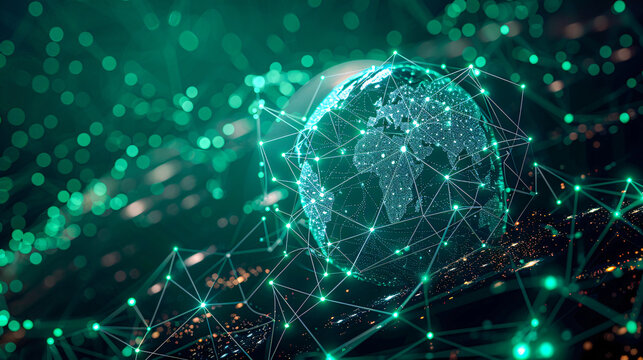 lobal Technology and Business Concept, Digital Earth Networking