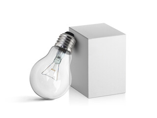 light bulb and box, transparent background