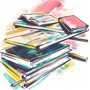 Colorful Line Illustration of Leadership Training Handbook with Book Bridge Gen AI