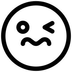 Disgusted face. Editable stroke vector icon.
