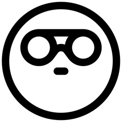 Face with sunglasses. Editable stroke vector icon.
