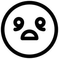 Anguished face. Editable stroke vector icon.
