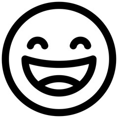 Joy face with smiling eyes. Editable stroke vector icon.
