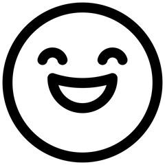 Grinning face with smiling eyes. Editable stroke vector icon.
