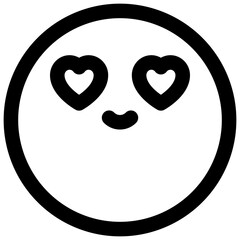 Heart eyes face. Editable stroke vector icon.
