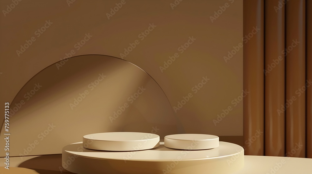Poster generative ai : 3d podium with brown background for cosmetic