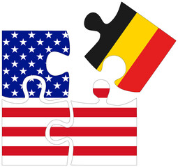 USA - Belgium : puzzle shapes with flags - 759775520