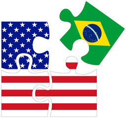 USA - Brazil : puzzle shapes with flags - 759775592