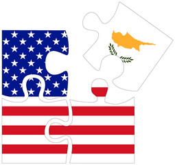 USA - Cyprus : puzzle shapes with flag - 759775714