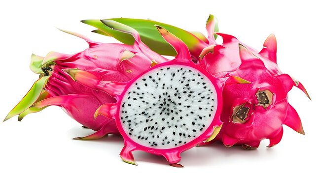 Generative AI : Vivid and Vibrant Dragon Fruit isolated against white background