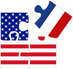 USA - France : puzzle shapes with flags