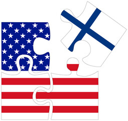 USA - Finland : puzzle shapes with flags - 759775909