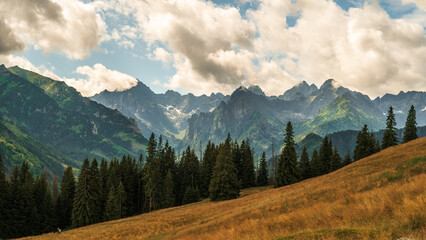 Tatra Mountains, Poland. Panorama of a mountain landscape. Late summer mountain view	