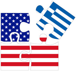 USA - Greece : puzzle shapes with flags - 759775959