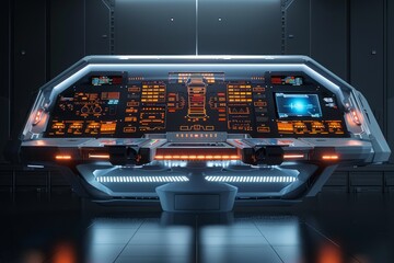 Futuristic Spaceship Control Panel Interface