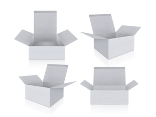 Open Empty Cardboard Box, transparent background