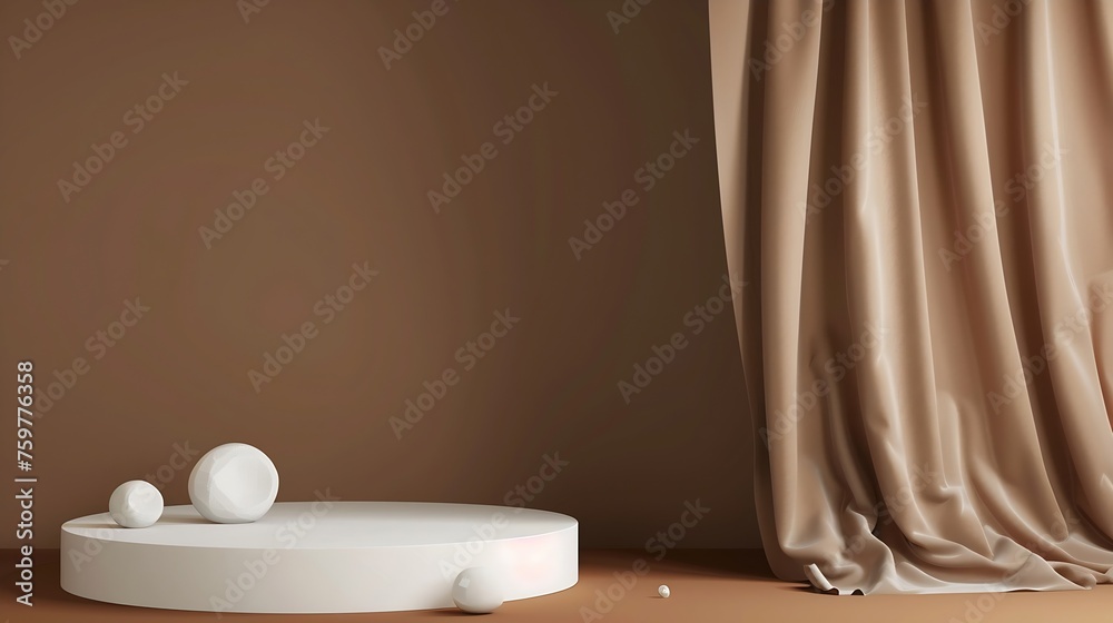 Poster generative ai : 3d podium with brown background for cosmetic