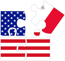 USA - Malta : puzzle shapes with flags
